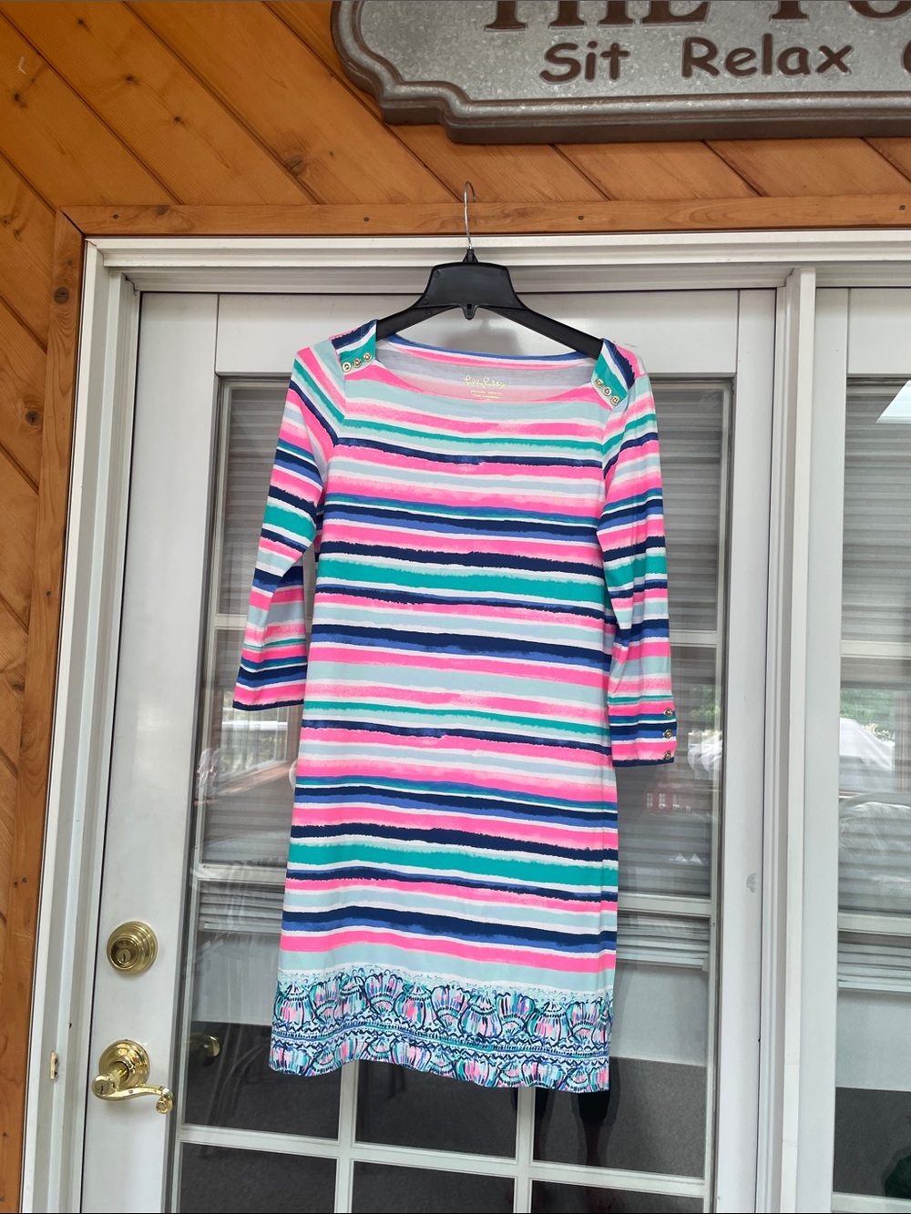 Lilly Pulitzer Striped Midi Dress in Pink, Teal & Navy